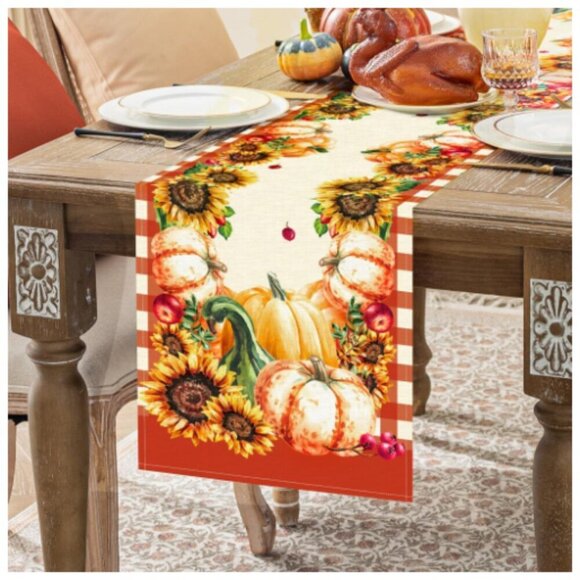 Softalker Table Runner, Fall Harvest Pumpkins & Sunflowers - Picture 1 of 4